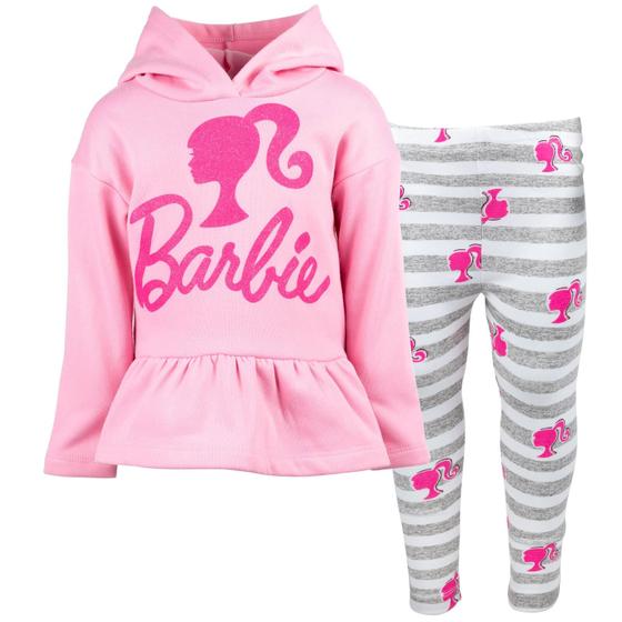 Imagem de Hodie canguru em fleece peplum para meninas da Barbie com leggin - Fofo e confortável