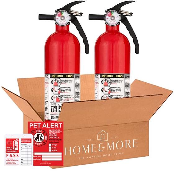 Imagem de Home & More Kidde FA110 Multipurpose Fire Extintuishers 2 Pack - Vermelho, (Classificação 1-A:10-B:C) - ATUALIZADO - Inclui Adesivos Personalizados (2)