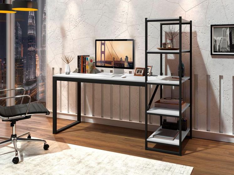 Imagem de Home Office Com Prateleiras Innovare Preto/ Branco