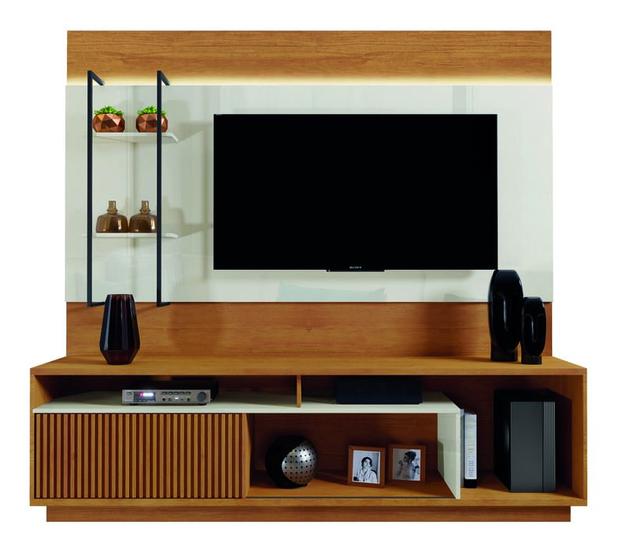 Imagem de Home para Sala de TV Moderno com LED - Ravena-Naturale/Off White - Mavau Móveis
