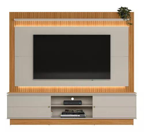 Imagem de Home para TV até 75 Polegadas 2 Portas Guararapes com LED Linea Brasil Nature Off White