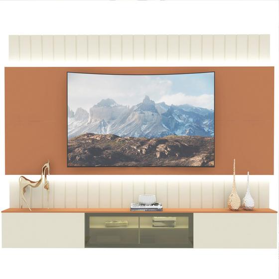 Imagem de Home para TV com Led Soberano Reflecta 2.6 Off White com Terracota - Gelius Móveis