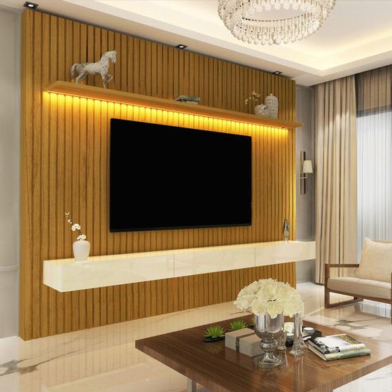 Home Para Tv Ripado Led Nobre 230 Natural OffWhite - Gelius Menor preço em Home Para Tv Ripado Led Nobre 230 Natural OffWhite - Gelius