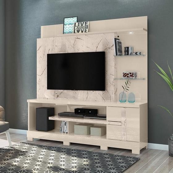 Imagem de Home Theater Alan para TV de até 55 polegadas COM PÉS - CALACATA / OFF WHITE - Madetec