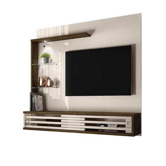 Imagem de Home Theater Dunnas Painel Suspenso p/ TV 50 Polegadas Off White/ Savana - Bela Móveis