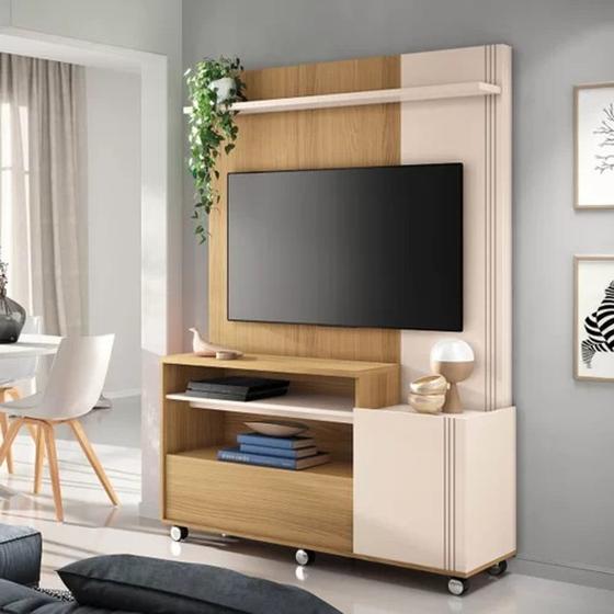 Imagem de Home Theater Timber para sala de estar Tv até 50 polegadas com rodízios 190,5x136x40