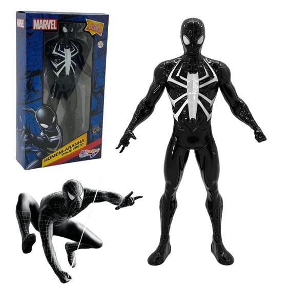 Imagem de Homem Aranha Preto Brinquedo Boneco Articulável Grande Dark