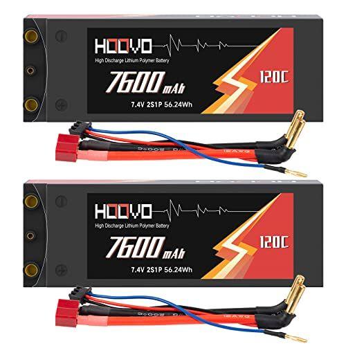 Imagem de HOOVO 7600mAh 2S Lipo Bateria 7.4V 120C RC Bateria Dura Caso com Deans T Plug para RC Drag Car Caminhão Barco DJI Heli Airplane RC Modelos (2 Pacotes)