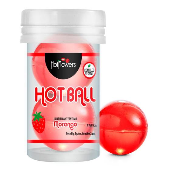 Hot Ball Bolinha Explosiva Morango HOT FLOWERS Cosméticos Sexuais
