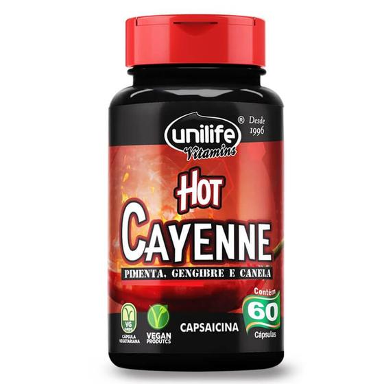 Imagem de HOT CAYENNE Canela, Gengibre, Pimenta 60 Cáps 500mg UNILIFE