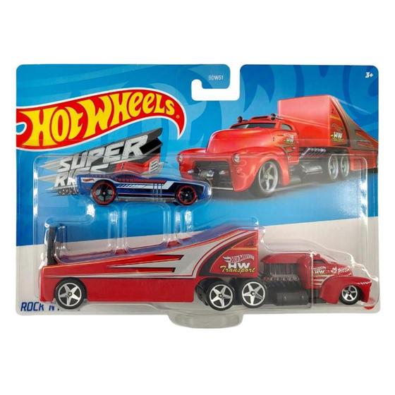 Imagem de Hot Wheels Caminhão Super Rigs E Carrinho 1:64 - Mattel Bdw51