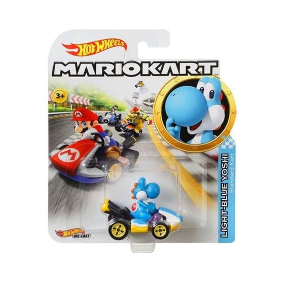 Imagem de Hot Wheels Mario Kart Light-blue Yoshi Azul - Gbg35 - Mattel