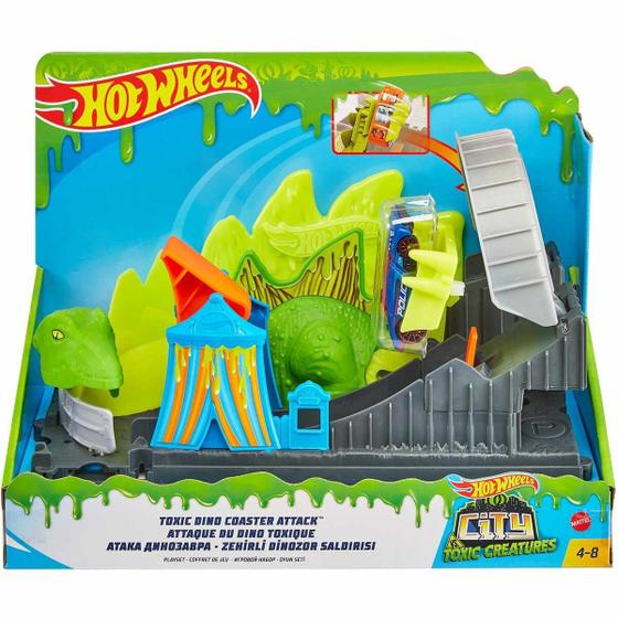 Hot Wheels Pista Ataque Tóxico Dino FNB05 Conjunto CITY Dinossauro ...