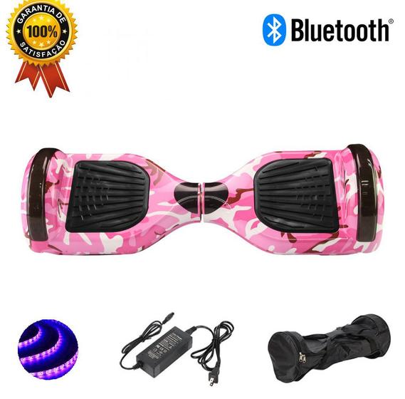 Hoverboard 6.5 Polegadas ROSA E BRANCO Completo com Bolsa LEDs Bluetooth e Bateria Longa Duracao Smart Balance Hoverboard Magazine Luiza