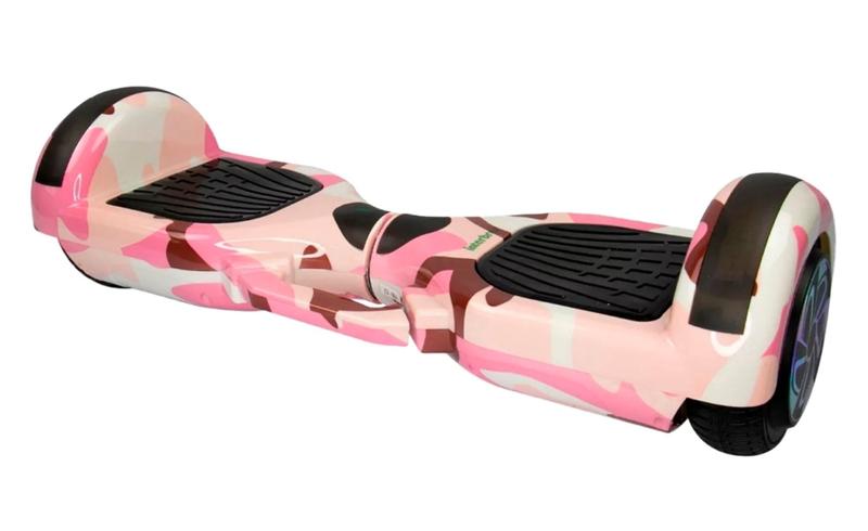 Imagem de Hoverboard Overboard Skate  Elétrico / Roda de 6.5" Luz/BT - Rosa Camuflado