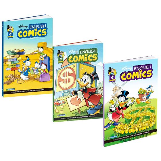 Imagem de Hq Disney English Comics Kit 3 Gibis em Inglês Escolar