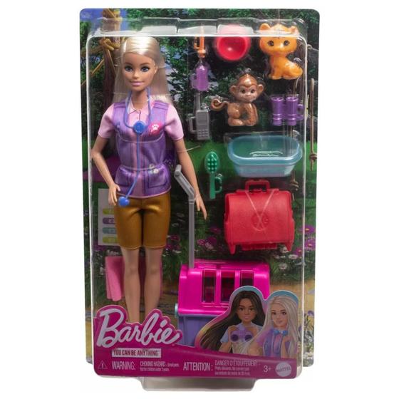 Imagem de Hrg50 barbie brinquedo resgate de animais da selva cabelo loiro