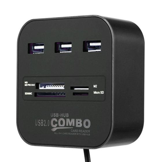 Imagem de Hub 3 Portas Usb 2.0 Leitor De Cartão Micro SD Integrado Universal - Knup