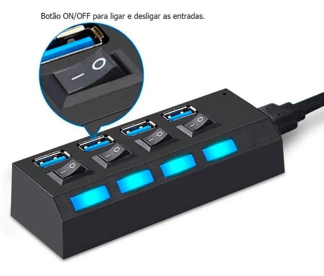 Hub 4 Portas Usb 2.0 Adaptador Expansor Régua Pc Notebook Menor preço em Hub 4 Portas Usb 2.0 Adaptador Expansor Régua Pc Notebook