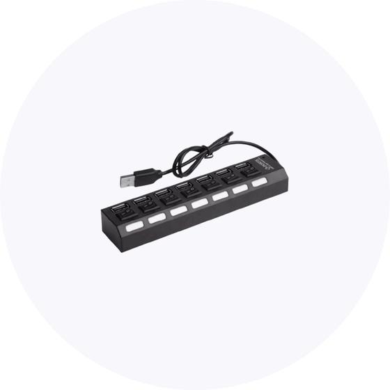 Imagem de Hub 7 Portas Exbom USB 2.0 com Switch e Led Indicador