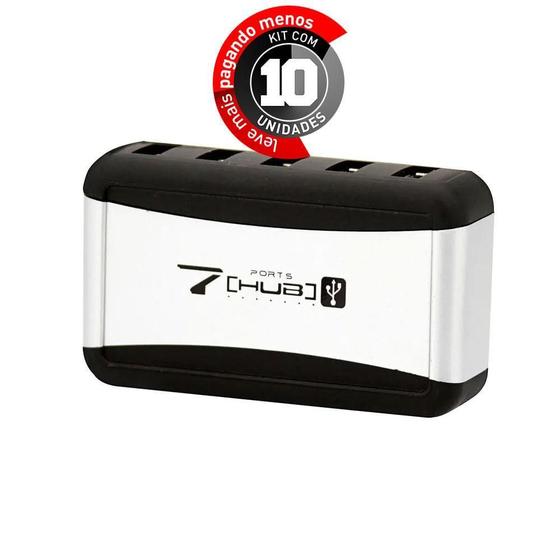 Imagem de Hub 7 Portas Usb 2.0 Com Fonte - Kit 10