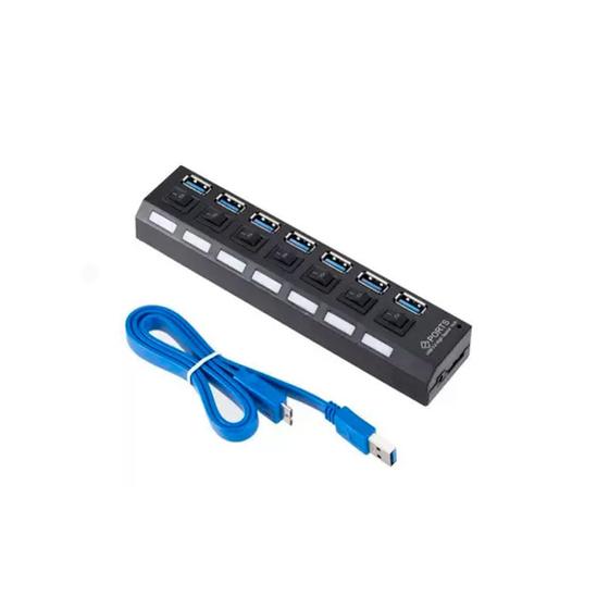 Imagem de Hub 7 Portas Usb 3.0 Com Interruptor On/off E Led Indicador Lehmox  Ley-199