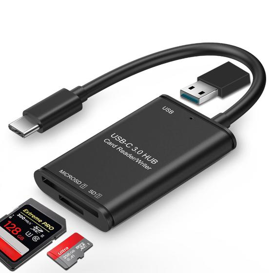 Hub Adaptador Leitor Cartão SD e Micro USB 3.0 5 GB/s OTG Para USB-C - F3 Menor preço em Hub Adaptador Leitor Cartão SD e Micro USB 3.0 5 GB/s OTG Para USB-C - F3