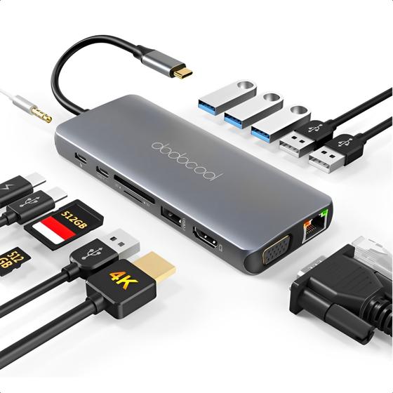 Imagem de Hub Adaptador Usb-c 14 Em 1 Dodocool Dc74gy para Notebooks