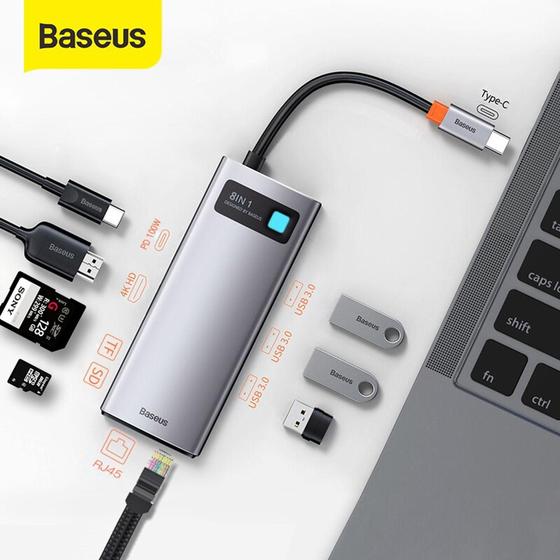 Hub Baseus Dock 8 Em 1 Usb-c Hdmi 4k Menor preço em Hub Baseus Dock 8 Em 1 Usb-c Hdmi 4k