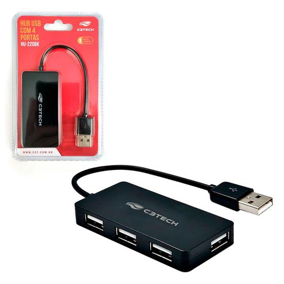 Imagem de Hub C3Tech HU-220BK, 4 Portas USB 2.0