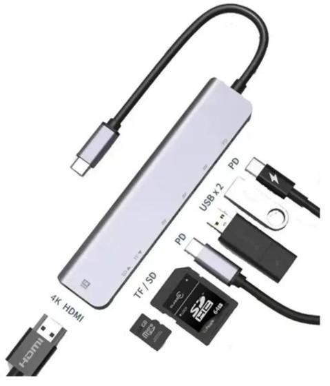 Imagem de Hub Estação 7x1 Type C X Usb-C Pd Usb 3.0 Sd Tf Hdmi 4K