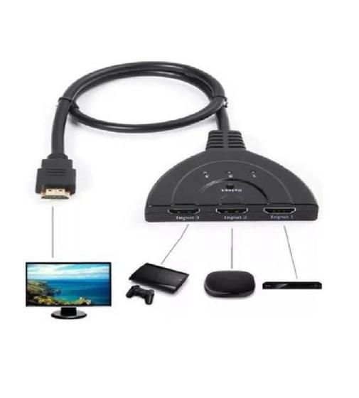 Hub Hdmi Switch 3x1 Adaptador Cabo 3 Entradas E 1 Saída Menor preço em Hub Hdmi Switch 3x1 Adaptador Cabo 3 Entradas E 1 Saída
