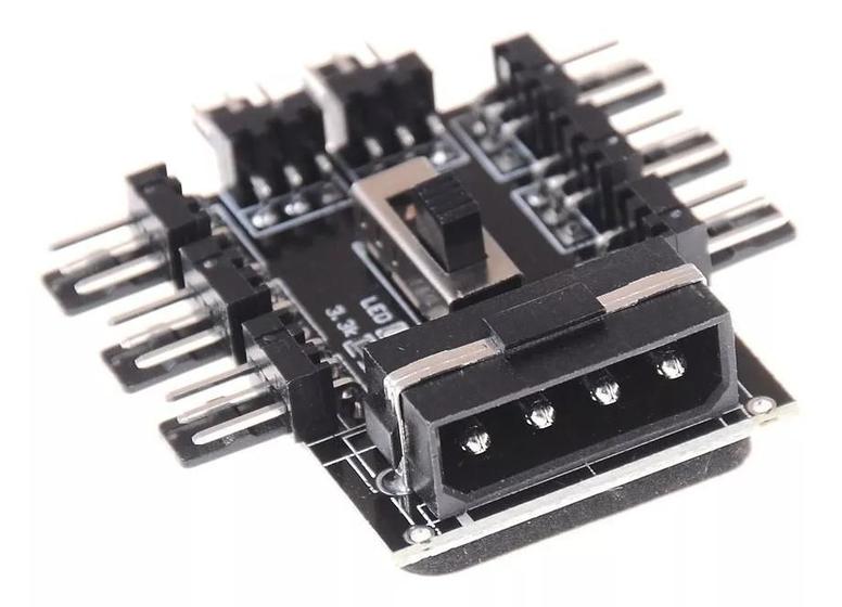 Imagem de Hub Multi Fan Para 8 Fans Multiplicador Led On/off Molex Rig