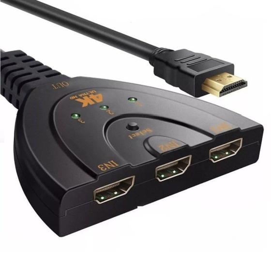 Imagem de Hub switch 03 portas hdmi com cabo 4k dex hh-104