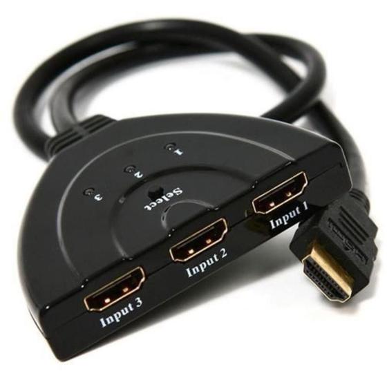 Imagem de Hub Switch Divisor Hdmi 1x3 Com Rabicho Hdmi Macho 20cm