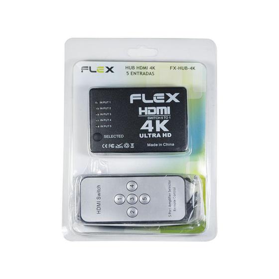 Imagem de Hub Switch HDMI 4K Ultra HD 5 Entradas 1 Saída - FX-HUB-4K - Flex