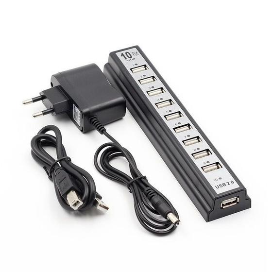Hub USB 2.0 10 Portas 480 MBPS com Fonte Menor preço em Hub USB 2.0 10 Portas 480 MBPS com Fonte
