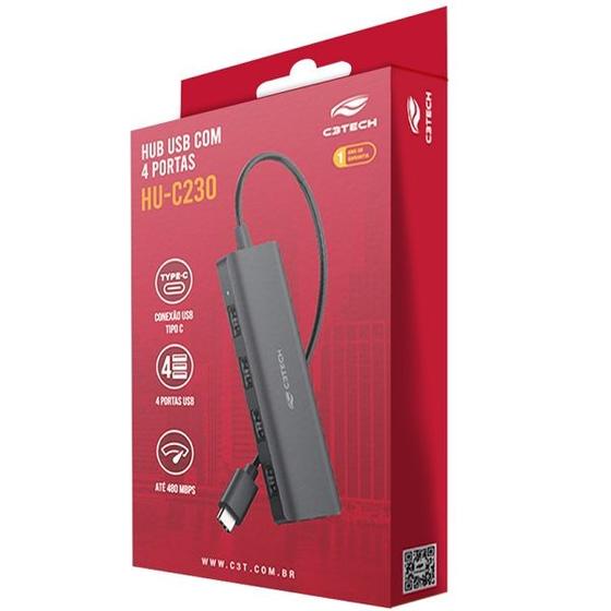 Imagem de Hub USB 2.0 4 Portas USB-USB C HU-C230BK C3TECH
