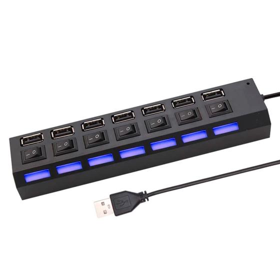 Imagem de Hub Usb 2.0 7 Portas Pen Drive Teclado Splitter 480Mbps Hd