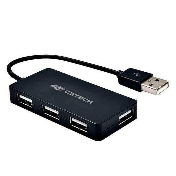 Imagem de HUB USB 2.0 C3Tech com 4 Portas USB 2.0, Preto -  HU-220BK - C3 tech