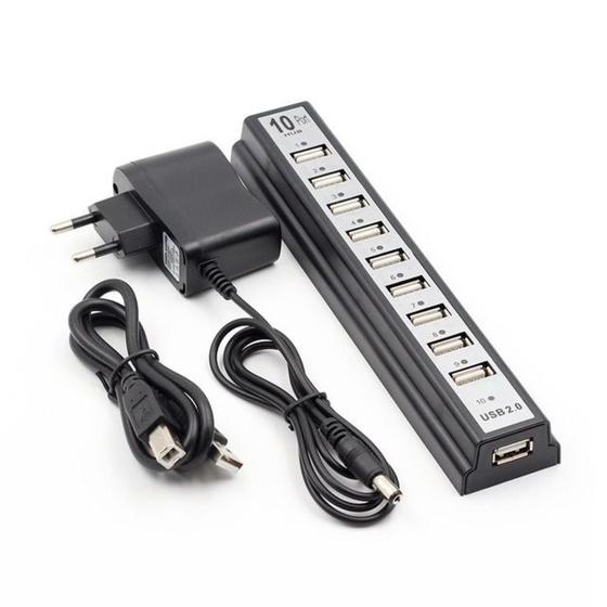 Hub USB 2.0 Com 10 Portas extensor com fonte 480mbps Hb-t69 é boa?
