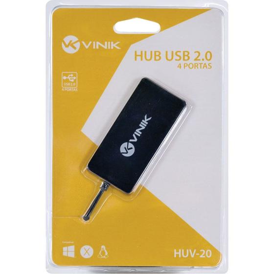 Hub Usb 2.0 Com 4 Portas Cabo 1.2 Mt Vinik Huv-20 P/ Tv E Pc Menor preço em Hub Usb 2.0 Com 4 Portas Cabo 1.2 Mt Vinik Huv-20 P/ Tv E Pc
