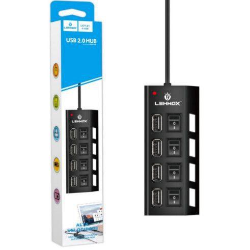 Imagem de Hub USB 2.0 com 4 portas (chave seletora individual) LEY-21 - Lehmox