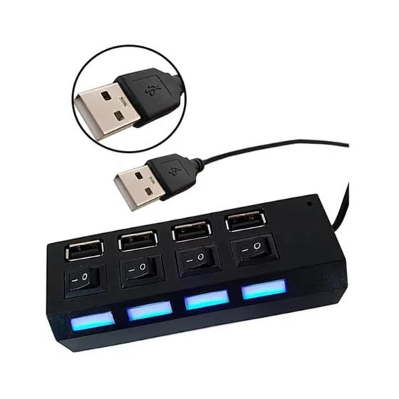Imagem de Hub USB 2.0 de 4 portas com interruptores individuais iluminados por LED (HB-UMLS)