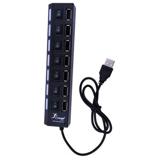 Imagem de Hub USB 2.0 Knup HB-T57 com 7 Portas - Preto