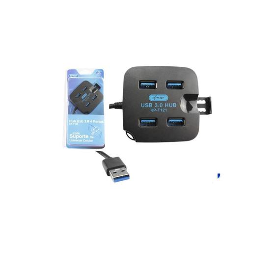 Imagem de Hub Usb 3.0 4 Portas Com Suporte De Celular Knup Kp-T121