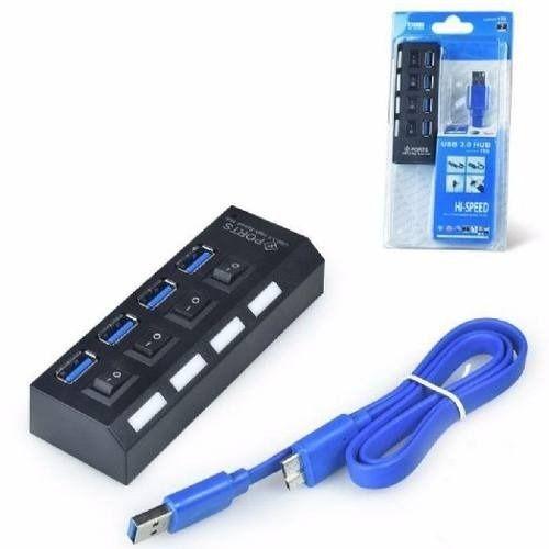 Imagem de Hub Usb 3.0 4 Portas Com Switch E Led Indicador Suporta 1tb