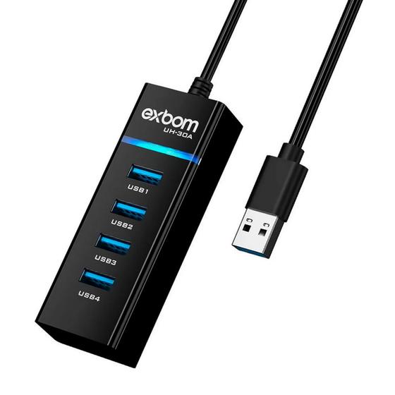 Imagem de Hub USB 3.0 4 Portas Preto Exbom Modelo UH-30A