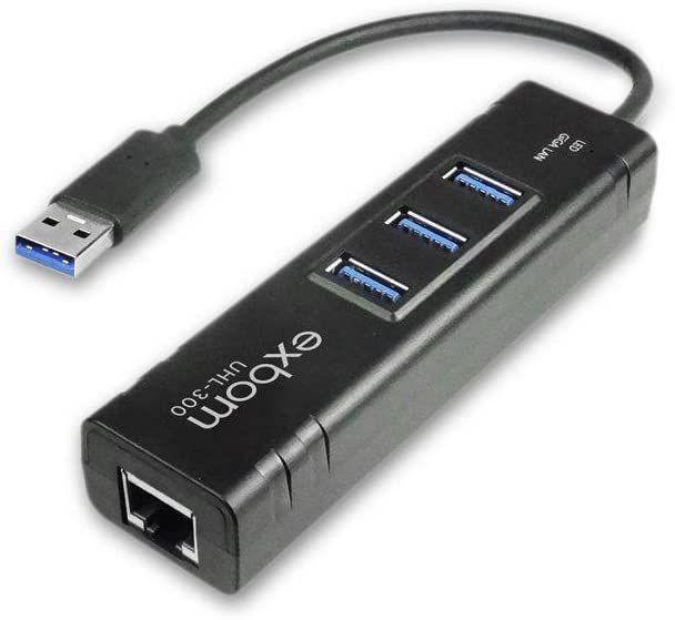 Imagem de Hub USB 3.0 com 3 Portas + Adaptador USB para Lan Ethernet Gigabit Placa de Rede Externa UHL-300
