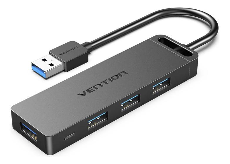 Imagem de Hub Usb 3.0 Com 4 Portas 5gbps E Micro Usb Auxiliar Vention